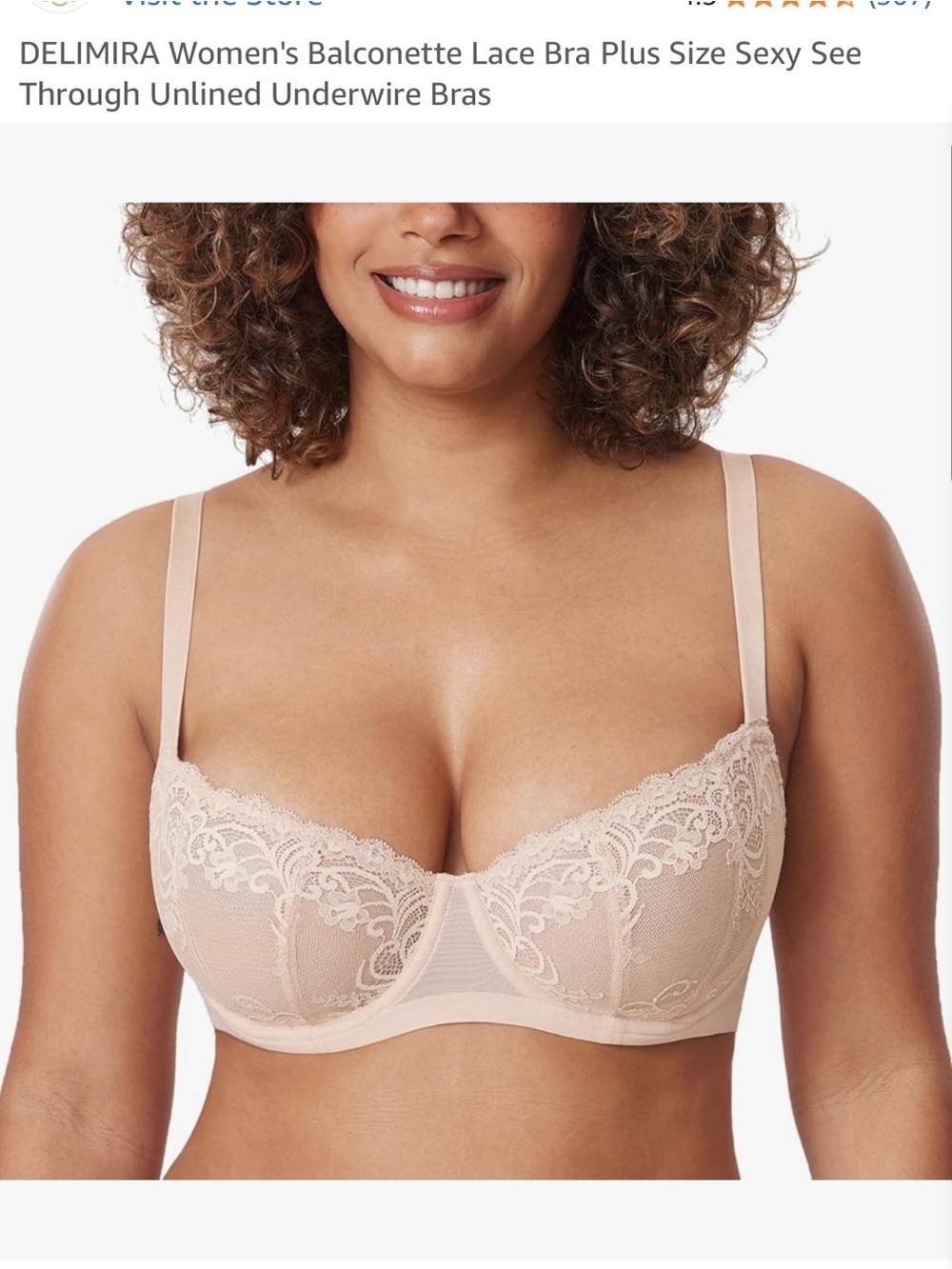Balconette Lace Underwire Bra in Champagne - Women Intimates-34E
